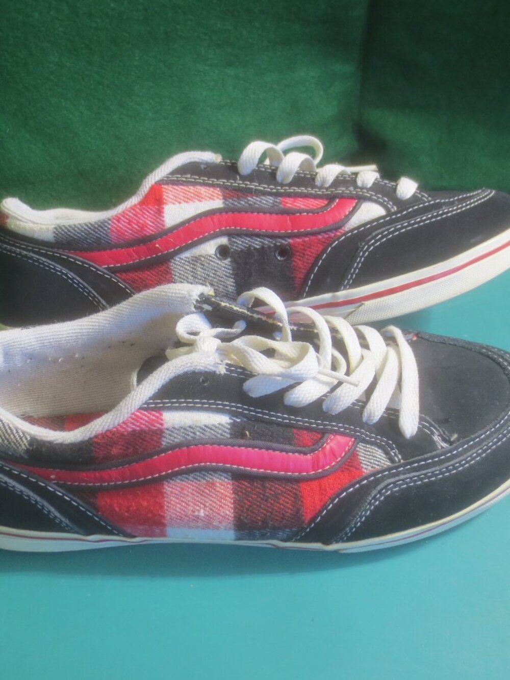Vans Red and Black Plaid Copley Sneakers - Size 9.5 (Women's)